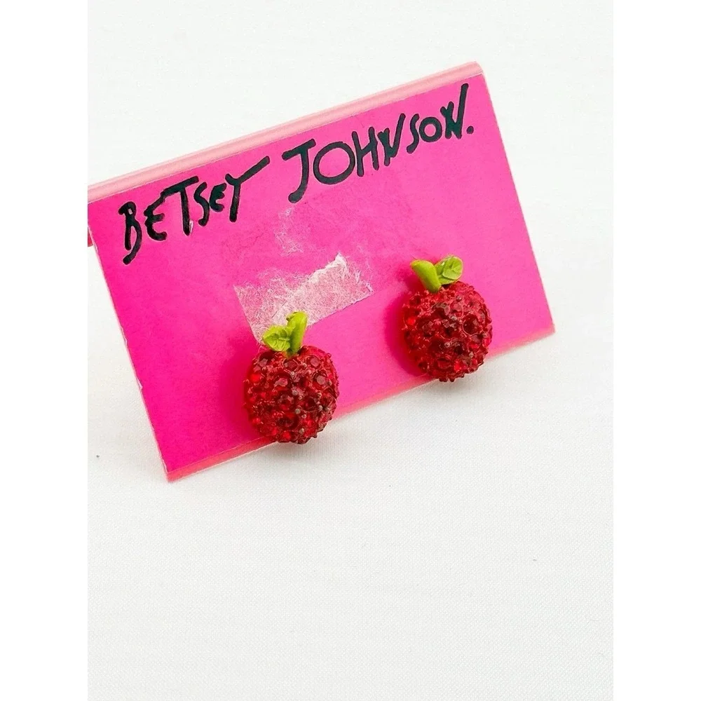 Betsey Johnson sparkly apple earrings. NWTs